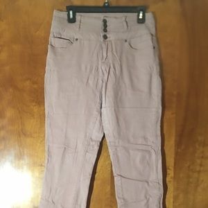 Soft pink colored skinny jeans